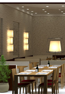 Ilustração 3D de um restaurante