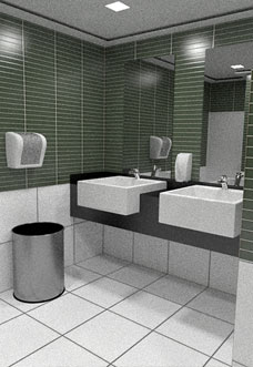 Ilustração 3D de um banheiro